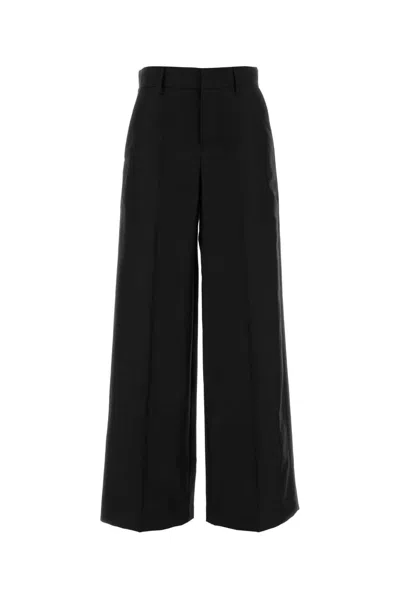 Alberta Ferretti Virgin Wool Blend Wide-leg Trousers In Black