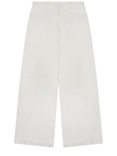 Alberta Ferretti Alberta Ferreti Pantalone In Twill Di Viscosa In White