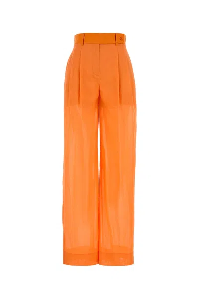 ALBERTA FERRETTI PANTALONE PALAZZO IN COTONE ARANCIONE  DONNA