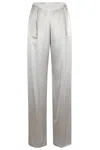Alberta Ferretti High-waisted Satin Trousers With Pleats And Side Zip In Gray