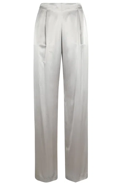 Alberta Ferretti Pleated Straight-leg Trousers In Gray