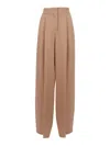 Alberta Ferretti High-waisted Tailored Pants With Straight Silhouette In Brown