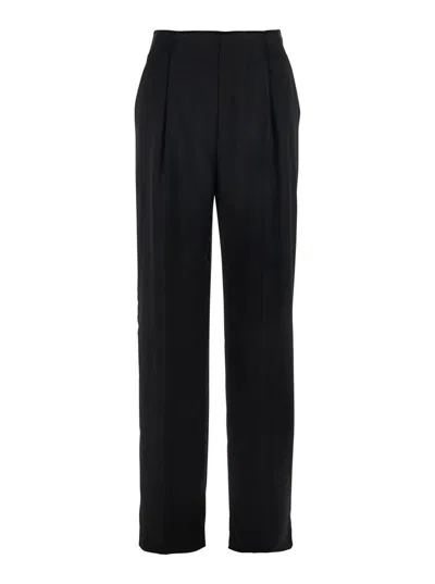 Alberta Ferretti Pantalone Velluto Lucido In Black