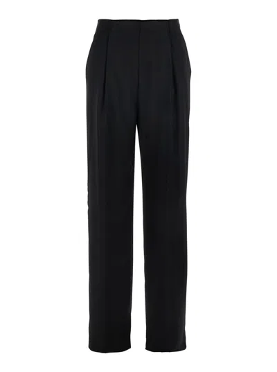 ALBERTA FERRETTI BLACK TROUSERS WITH FRONT PLEATS IN VELVET WOMAN