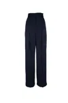 Alberta Ferretti High Waist Wide Leg Trousers With Button Detail In Blu