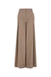 Alberta Ferretti Cappuccino Stretch Cotton Wide-leg Pant In Beige O Tan