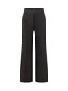 Alberta Ferretti High Waist Wide Leg Trousers With Textured Fabric In Black