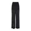 Alberta Ferretti Wide Leg Silk Trousers With Sheer Panels In Black
