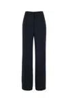 Alberta Ferretti Black Pants With High Waist And Belt Loops In Silk Blend Woman In Blue