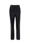 Alberta Ferretti Satin Finish Straight Leg Trousers With Pockets In Blue