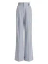 Alberta Ferretti High Waist Pleated Trousers Belt Loops In Blue