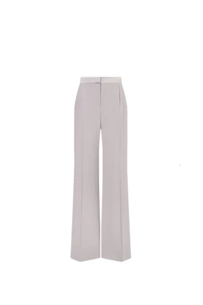 Alberta Ferretti Satin-trim Crepe Trousers In Grey