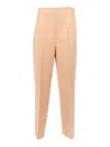 Alberta Ferretti High Waist Straight-leg Tailored Pants With Pleats In Neutral