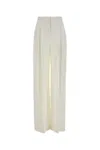 Alberta Ferretti Wide-leg High Waist Crepe Trousers In White