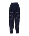 Alberta Ferretti Embroidered High Waist Wide Leg Trousers In Black