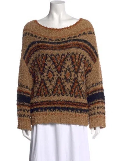 Pre-owned Alberta Ferretti Patterned Crew Neck Sweater In Brown