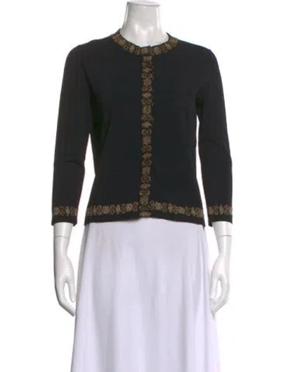 Pre-owned Alberta Ferretti Patterned Crew Neck Top In Black