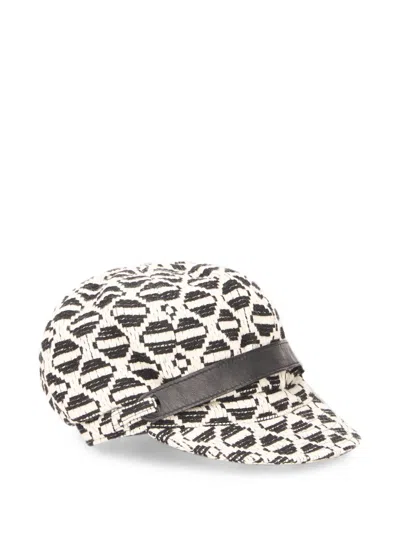 Alberta Ferretti Patterned Leather-trim Cap In Gray