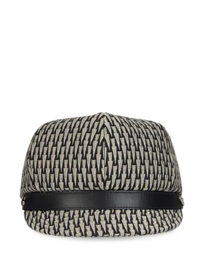 Alberta Ferretti Patterned Leather-trimmed Hat In Multi