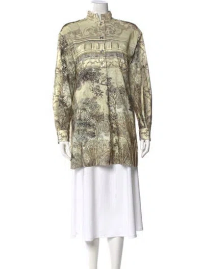 Pre-owned Alberta Ferretti Patterned Long Sleeve Blouse In Green