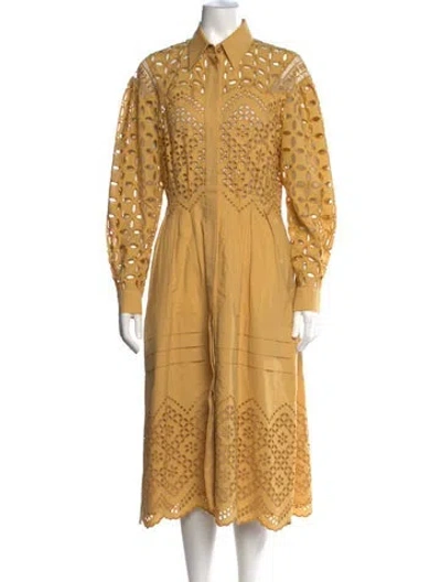 Pre-owned Alberta Ferretti Patterned Midi Length Dress In Yellow