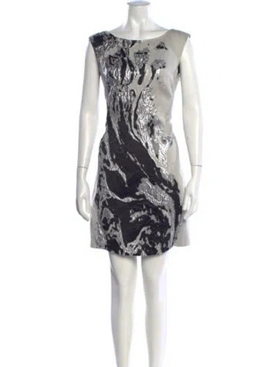 Pre-owned Alberta Ferretti Patterned Mini Dress W/ Tags In Grey/metallic
