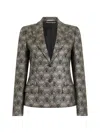 Alberta Ferretti Patterned Single-breasted Blazer In Black
