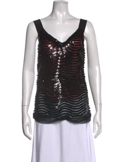 Pre-owned Alberta Ferretti Patterned V-neck Top In Black