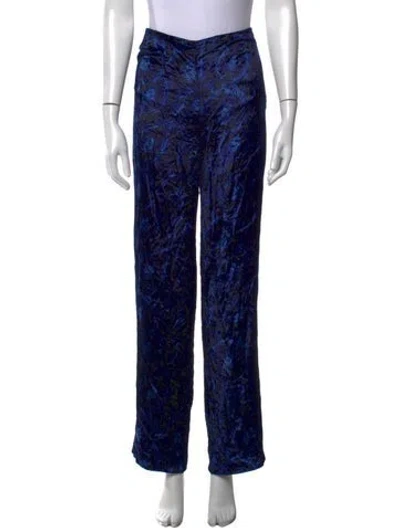 Pre-owned Alberta Ferretti Patterned Wide Leg Pants In Blue