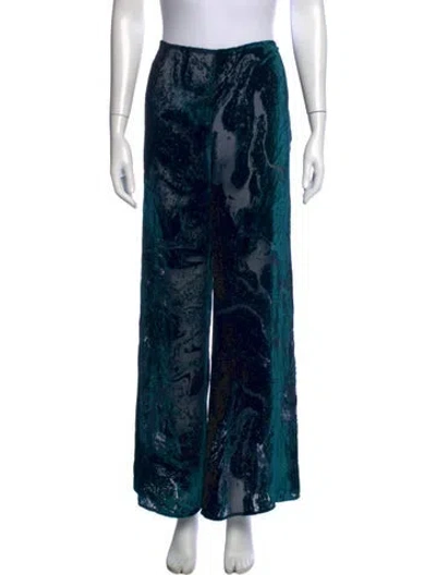 Pre-owned Alberta Ferretti Patterned Wide Leg Pants In Blue