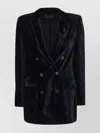 Alberta Ferretti Peak Lapel Velvet Blazer In Black