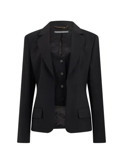 Alberta Ferretti Peak-lapel Layered-waistcoat Blazer In Black