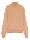 Alberta Ferretti Pearl-embellishment Turtleneck Sweater In Brown