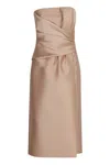 Alberta Ferretti Beige Mikado Longuette Dress