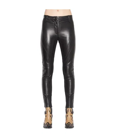 Alberta Ferretti Pencil Leather Midi Skirt In Black