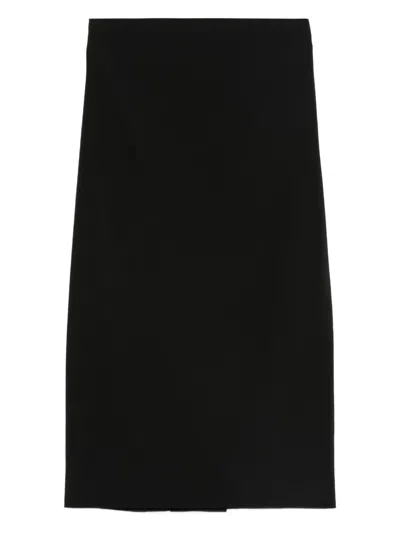 Alberta Ferretti Pencil Wool-blend Skirt In Black