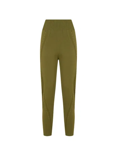 Alberta Ferretti Perforated Knitted Trousers In Green