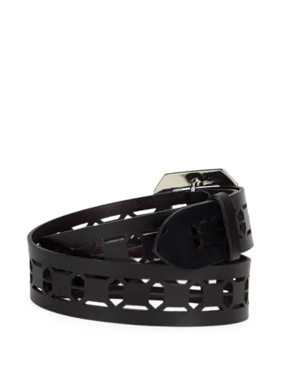 Alberta Ferretti Perforated Leather Belt In Black