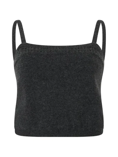 Alberta Ferretti Perforated-detail Cropped Tank Top In Grey