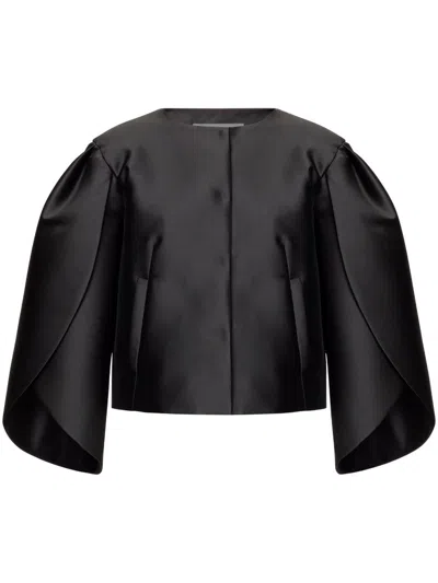Alberta Ferretti Petal-sleeve Mikado Jacket In Schwarz