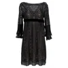 Alberta Ferretti Philosophy By  Mini Lace Long Sleeve Dress In Black Polyester In Black