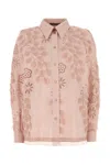 Alberta Ferretti Intricate Floral Embroidery Pink Shirt