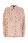Alberta Ferretti Intricate Floral Embroidery Pink Shirt In Pink