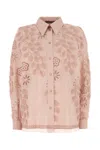 Alberta Ferretti Intricate Floral Embroidery Pink Shirt In Rosa