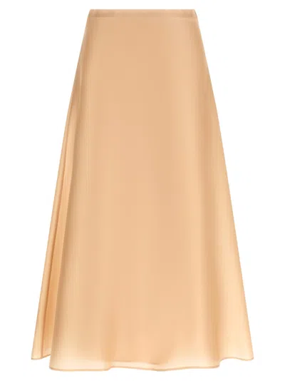 Alberta Ferretti Pink Silk Skirt In Brown