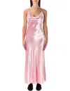 Alberta Ferretti Soft Cowl Neck Long Velvet Gown In Pink