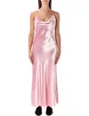 Alberta Ferretti Soft Cowl Neck Long Velvet Gown In Pink