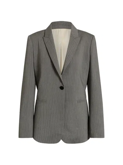 Alberta Ferretti Pinstripe Single-breasted Blazer In Gray