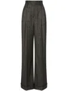 Alberta Ferretti Pinstriped Tailored Palazzo Pants In Grey