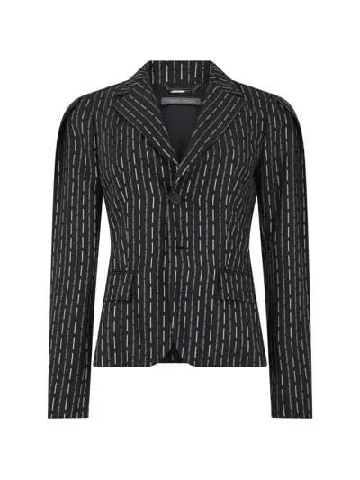 Alberta Ferretti Pinstripe-pattern Blazer In Black